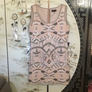 Sequin beaded cocktail party dress